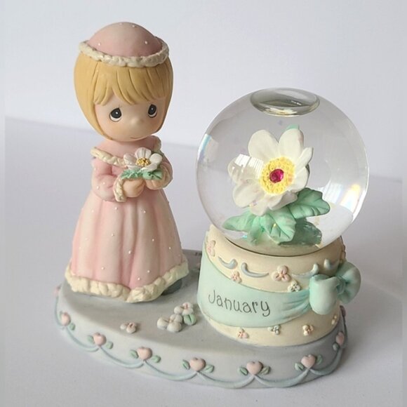 Precious Moments Flower Birth Month January Collectible Snowglobe Figurine - Picture 2 of 6